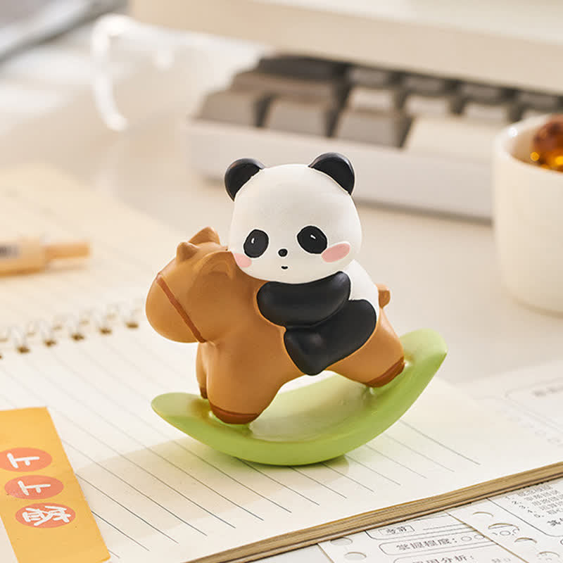 Buddha Stones Resin Cute Panda Rocking Harmony Desktop Decor - image 1