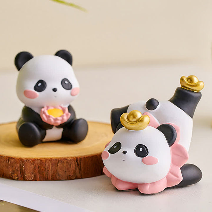 Buddha Stones Resin Lotus Panda Phone Stand Cute Animal Decor - image 2