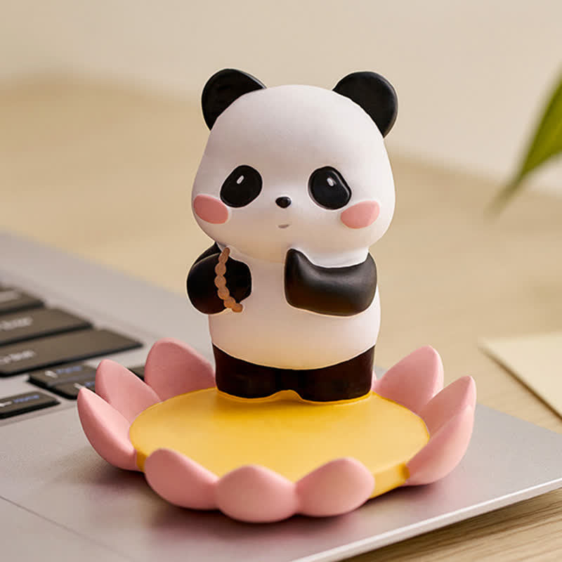 Buddha Stones Resin Lotus Panda Phone Stand Cute Animal Decor - image 15
