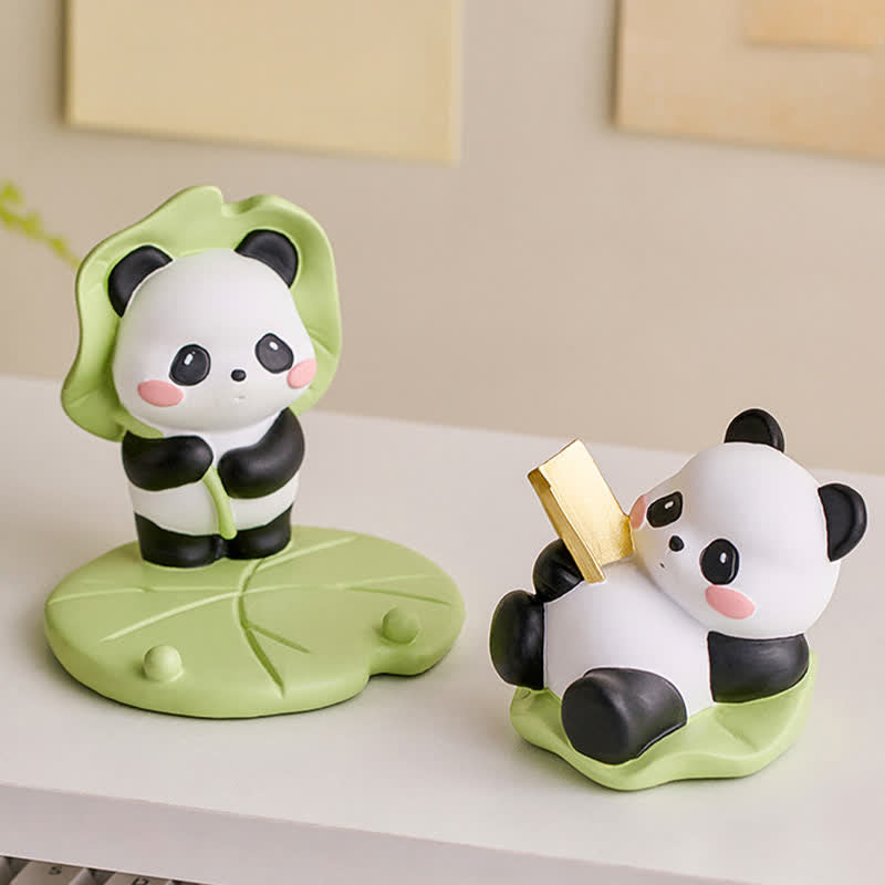 Buddha Stones Resin Lotus Panda Phone Stand Cute Animal Decor - image 7