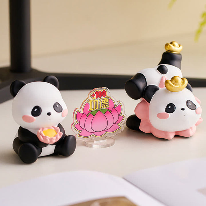 Buddha Stones Resin Lotus Panda Phone Stand Cute Animal Decor - image 3
