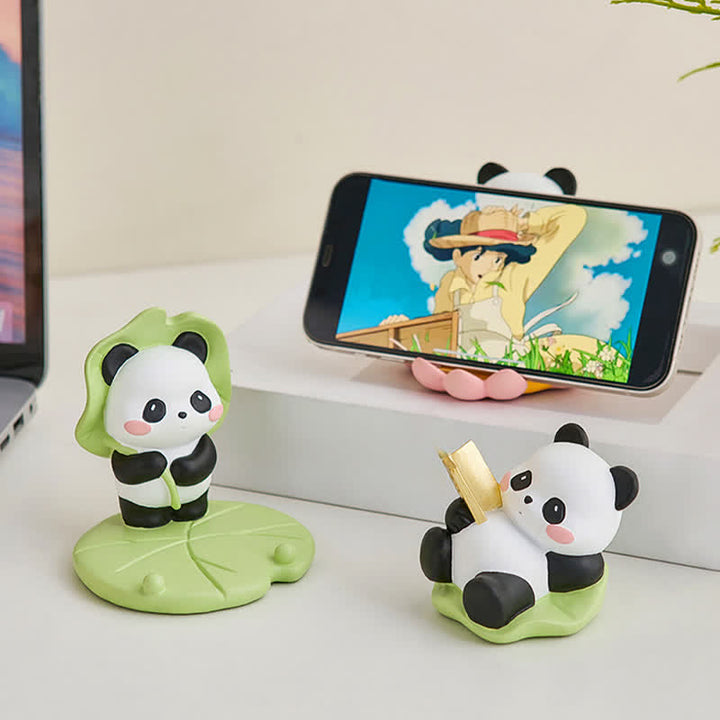 Buddha Stones Resin Lotus Panda Phone Stand Cute Animal Decor - image 6