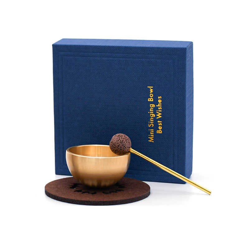 Buddha Stones Brass Mini Grounding Meditation Singing Bowls Gift Set - Gift Box - Copper(Balance♥Wealth) - image 8