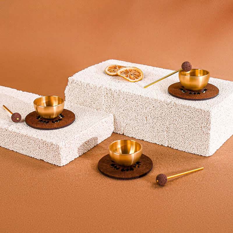 Buddha Stones Brass Mini Grounding Meditation Singing Bowls Gift Set - image 7