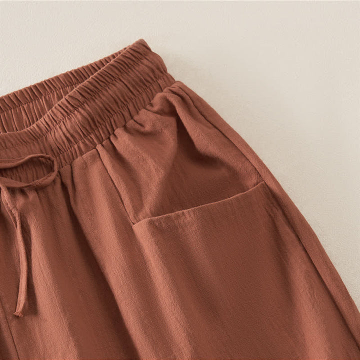 Buddha Stones Summer Casual Minimalist Drawstring Solid Women's Shorts With Pocket - image 23