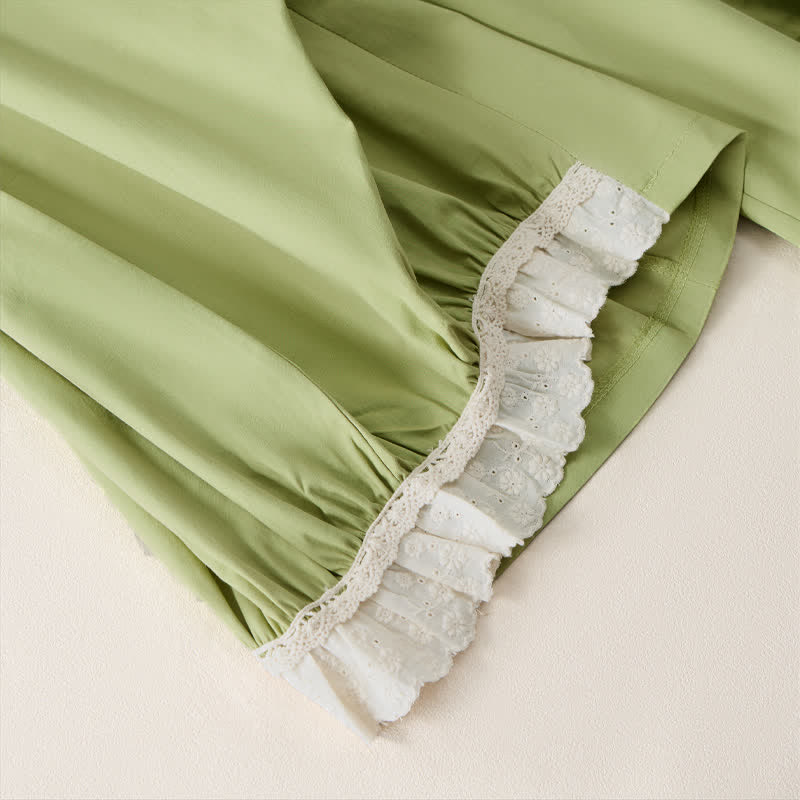 Buddha Stones Summer Casual Vintage Solid Cropped Pants Women's Wide Leg Pants With Pocket - image 14