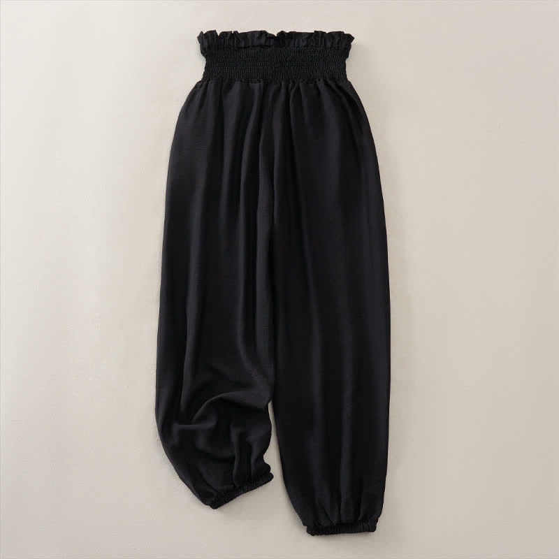 Buddha Stones Summer Casual Minimalist Solid Women's Cropped Pants With Pocket - image 8