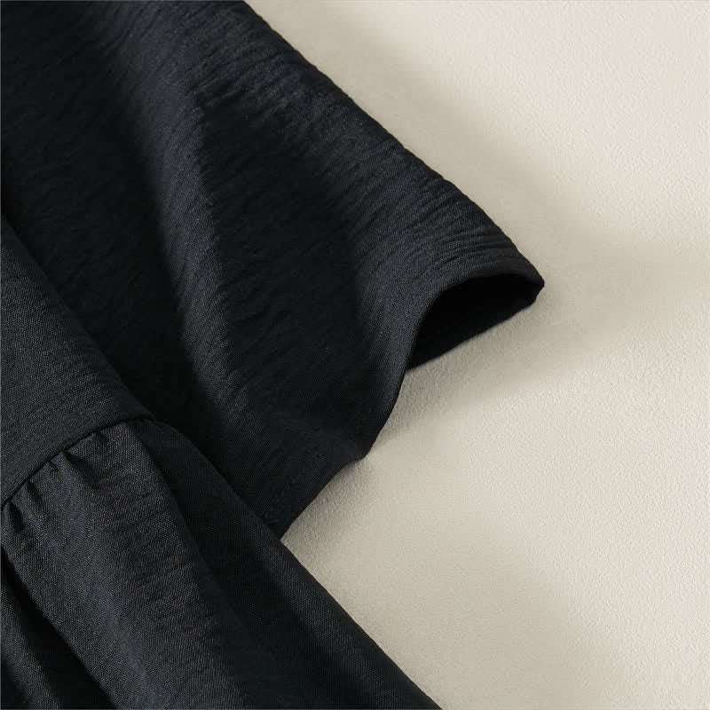Buddha Stones Summer Casual Minimalist Solid Women's Short Sleeve Dresses With Pocket - image 12