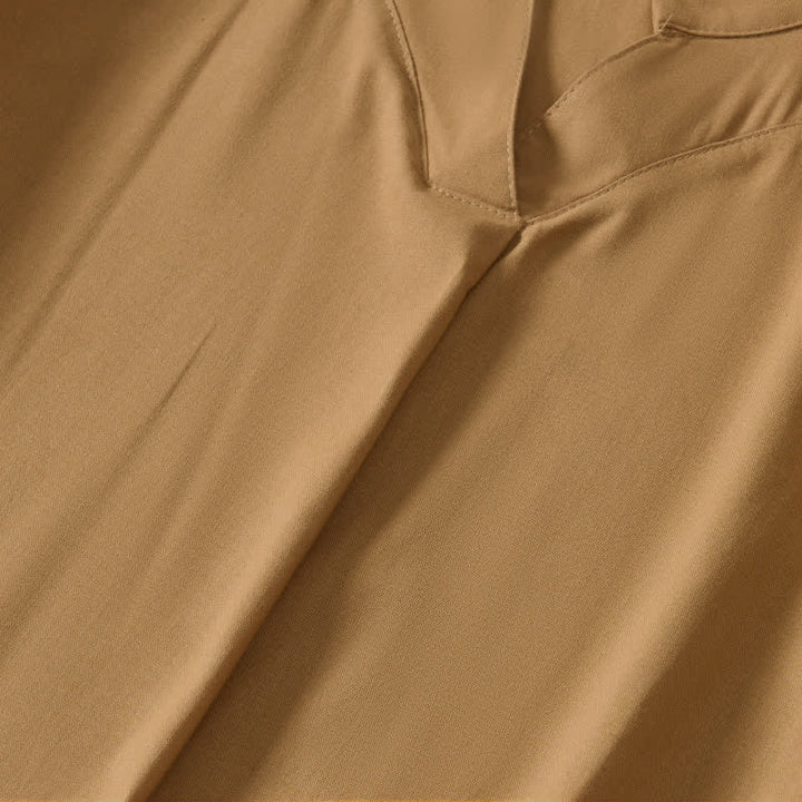 Buddha Stones Summer Minimalist Simple Solid Women's Short Sleeve Dresses With Pocket - image 3