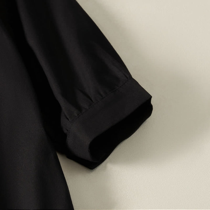Buddha Stones Summer Minimalist Simple Solid Women's Short Sleeve Dresses With Pocket - image 12