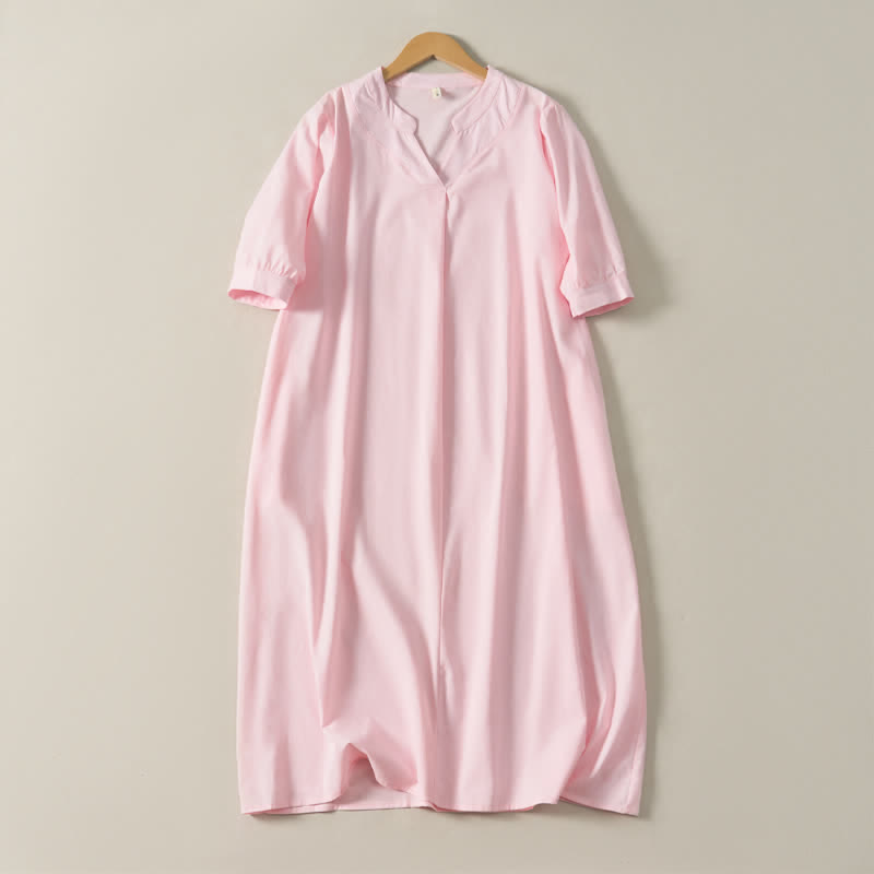 Buddha Stones Summer Minimalist Simple Solid Women's Short Sleeve Dresses With Pocket - LightPink - US12, UK/AU16, EU44 (2XL) - image 17
