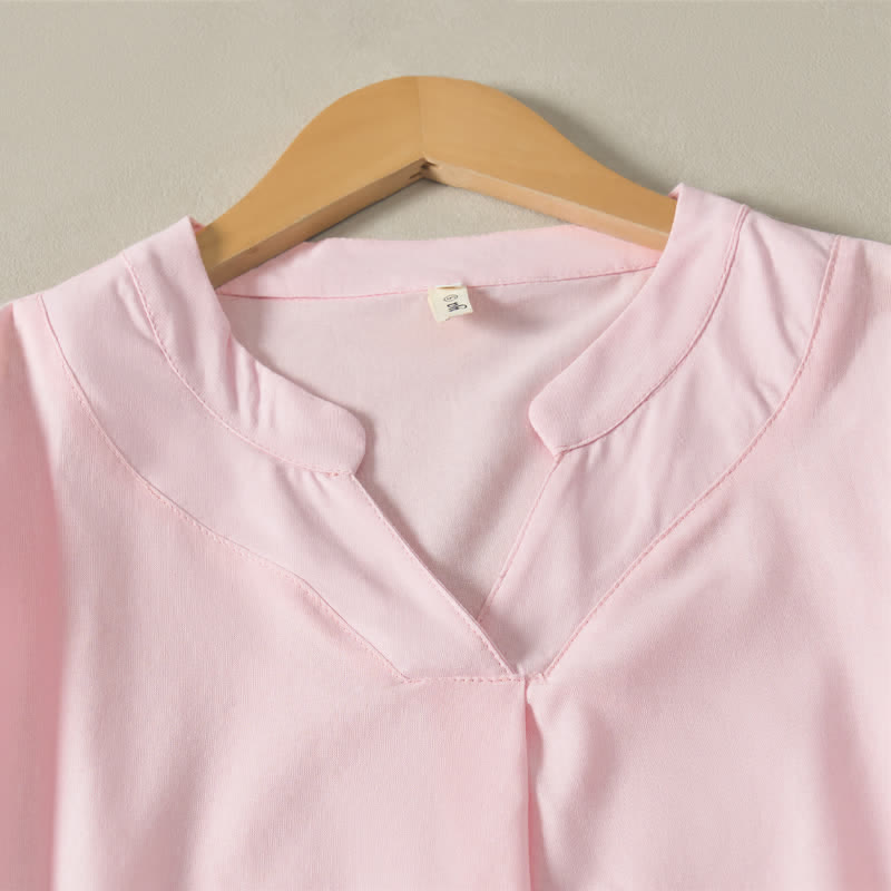 Buddha Stones Summer Minimalist Simple Solid Women's Short Sleeve Dresses With Pocket - image 20