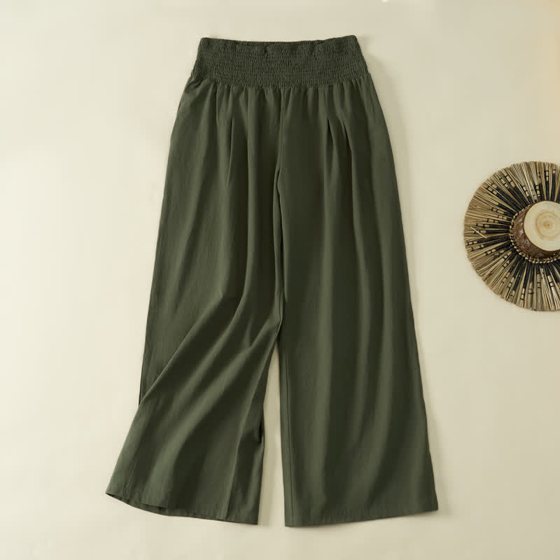 Buddha Stones Spring Summer Casual Minimalist Solid Long Pants Women's Wide Leg Pants With Pocket - image 8