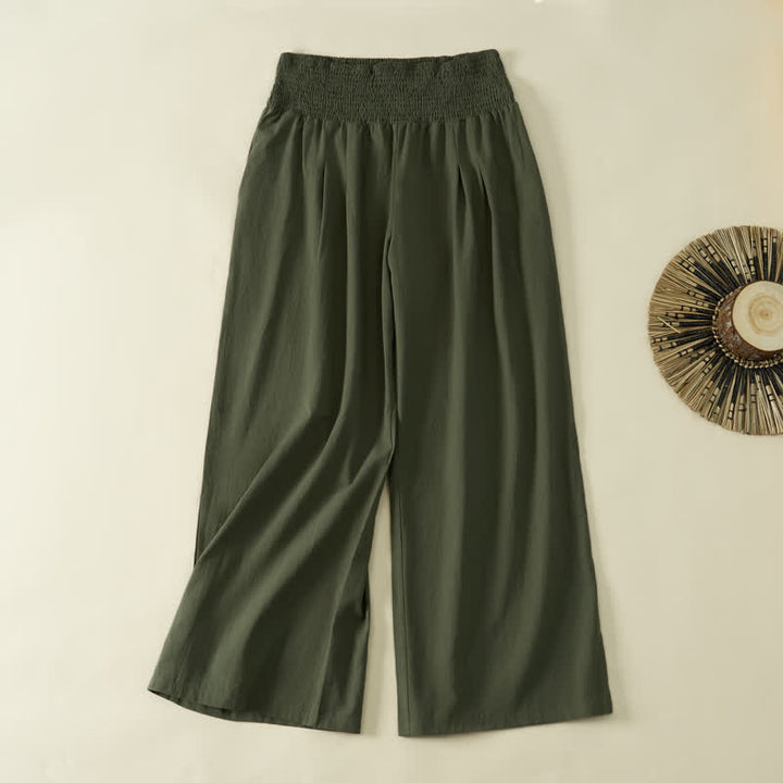 Buddha Stones Spring Summer Casual Minimalist Solid Long Pants Women's Wide Leg Pants With Pocket - image 8