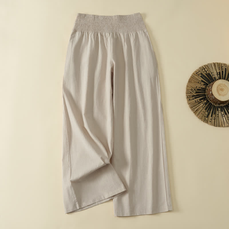 Buddha Stones Spring Summer Casual Minimalist Solid Long Pants Women's Wide Leg Pants With Pocket - image 1