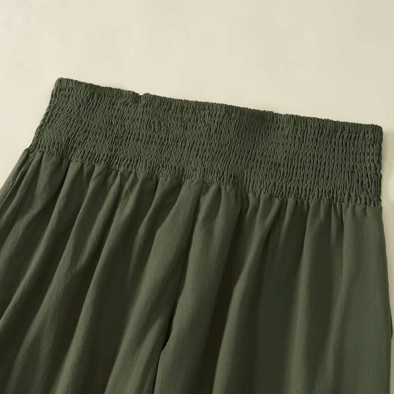 Buddha Stones Spring Summer Casual Minimalist Solid Long Pants Women's Wide Leg Pants With Pocket - image 9