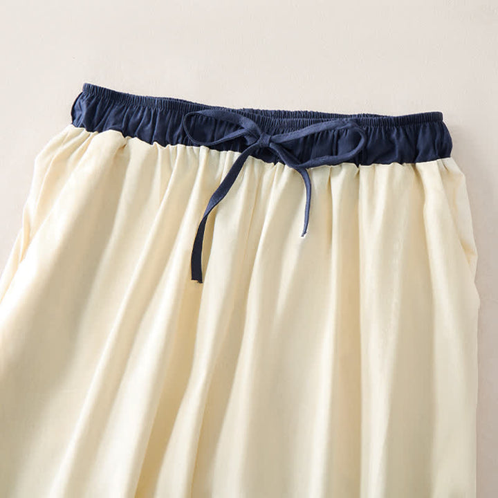 Buddha Stones Summer Casual Drawstring Solid Cropped Pants Women's Straight Leg Pants With Pocket - image 2