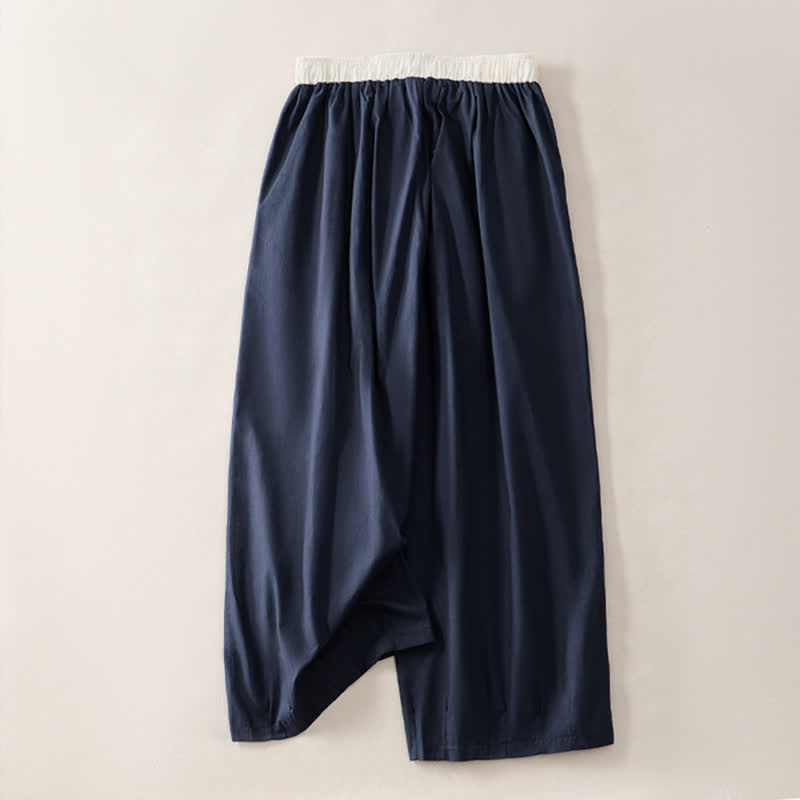 Buddha Stones Summer Casual Drawstring Solid Cropped Pants Women's Straight Leg Pants With Pocket - image 8