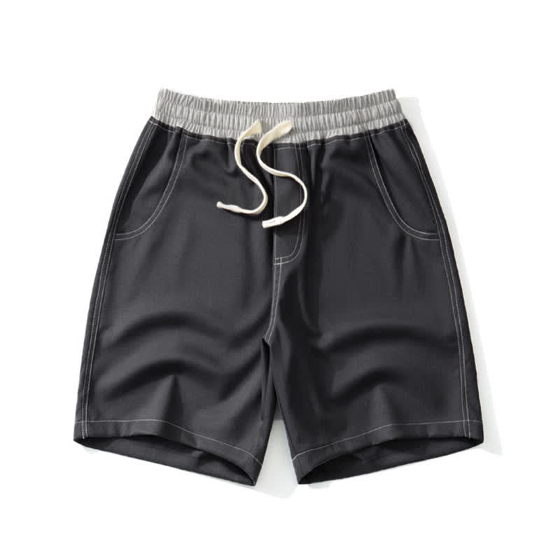 Buddha Stones Summer Casual Athletic Drawstring Solid Men's Cropped Pants With Pocket - DimGray - US/UK/AU42, EU52 (3XL) - image 0