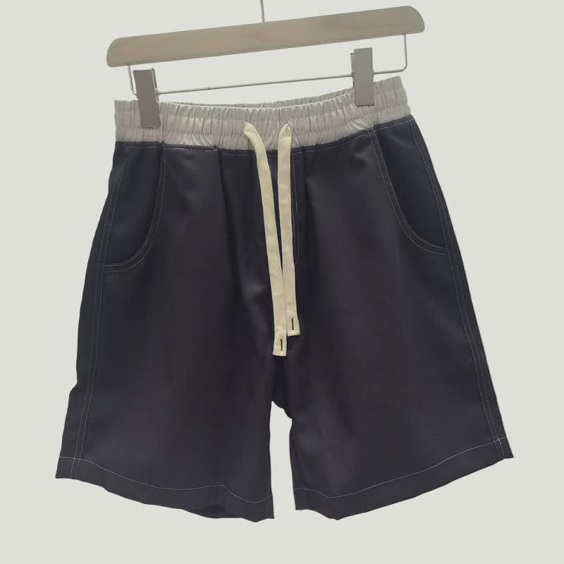 Buddha Stones Summer Casual Athletic Drawstring Solid Men's Cropped Pants With Pocket - Navy - US/UK/AU42, EU52 (3XL) - image 1