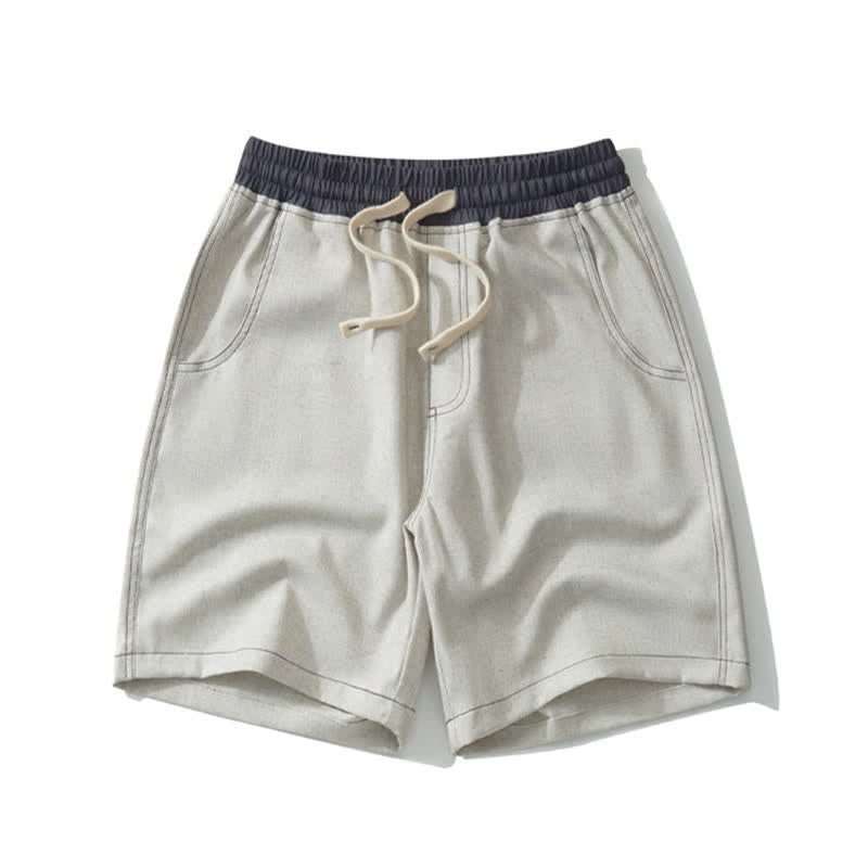 Buddha Stones Summer Casual Athletic Drawstring Solid Men's Cropped Pants With Pocket - Beige - US/UK/AU42, EU52 (3XL) - image 8