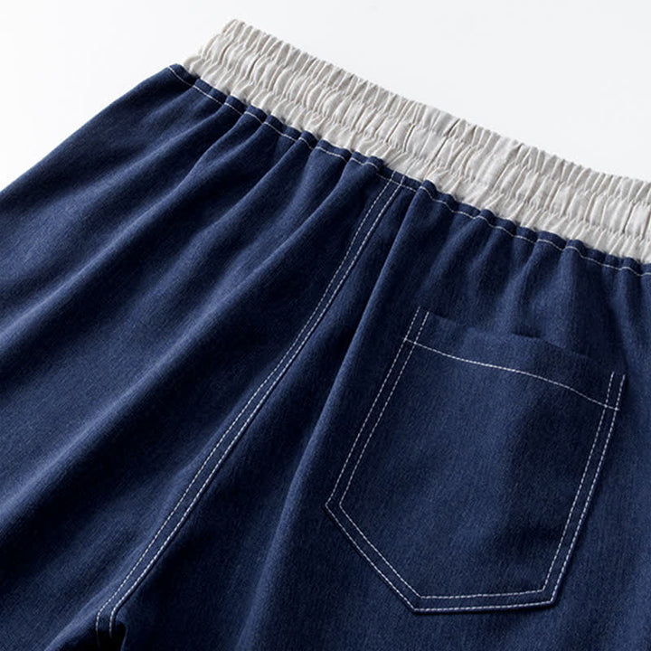Buddha Stones Summer Casual Athletic Drawstring Solid Men's Cropped Pants With Pocket - image 6