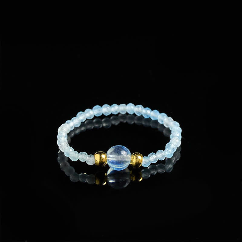 Buddha Stones 2mm Mini Beads Natural Rhodonite Aquamarine Topaz Rose Quartz Healing Elastic Ring - image 21