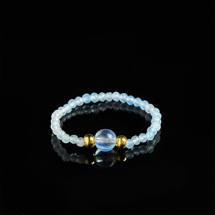 Buddha Stones 2mm Mini Beads Natural Rhodonite Aquamarine Topaz Rose Quartz Healing Elastic Ring - image 21