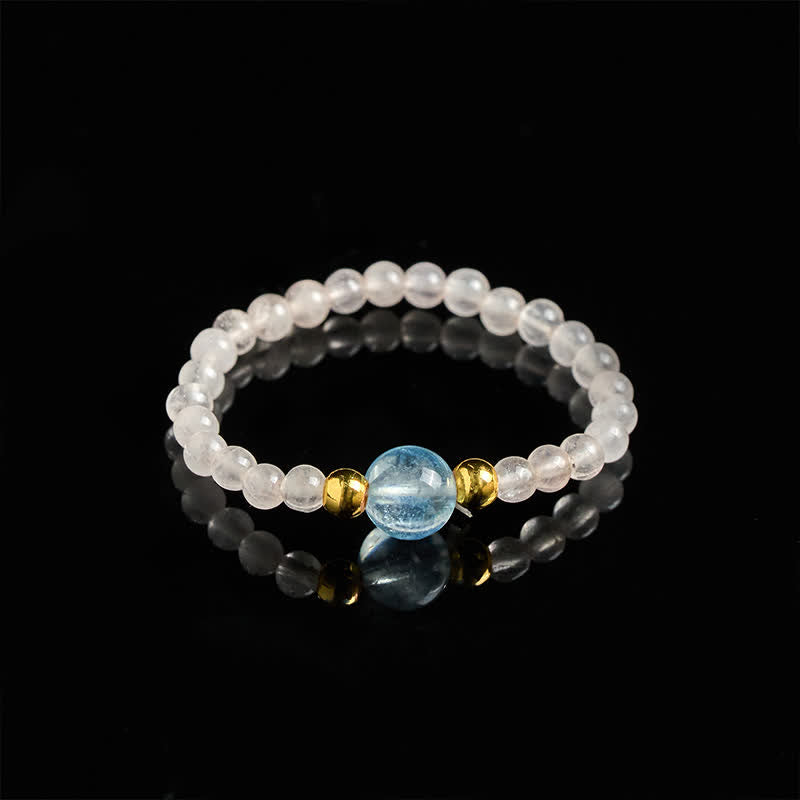 Buddha Stones 2mm Mini Beads Natural Rhodonite Aquamarine Topaz Rose Quartz Healing Elastic Ring - image 15