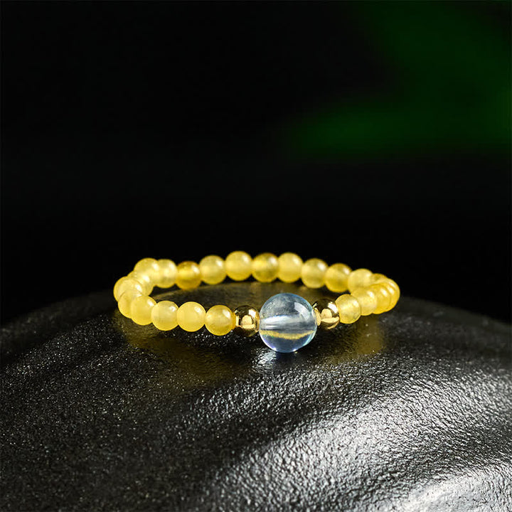 Buddha Stones 2mm Mini Beads Natural Rhodonite Aquamarine Topaz Rose Quartz Healing Elastic Ring - image 10