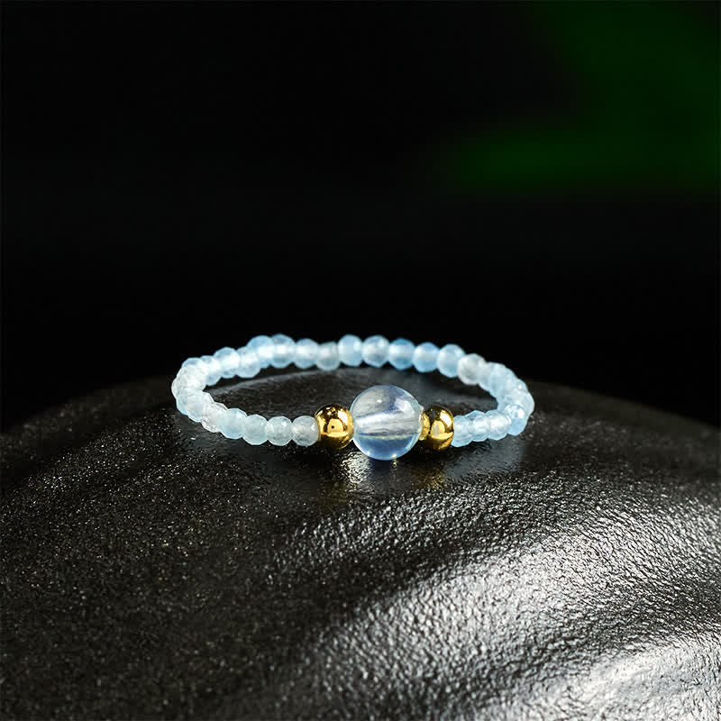 Buddha Stones 2mm Mini Beads Natural Rhodonite Aquamarine Topaz Rose Quartz Healing Elastic Ring - image 22
