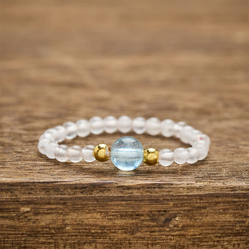 Buddha Stones 2mm Mini Beads Natural Rhodonite Aquamarine Topaz Rose Quartz Healing Elastic Ring - Natural Rose Quartz(Color May Vary)+Natural Aquamarine(Color May Vary)(2mm+4mm) - image 13