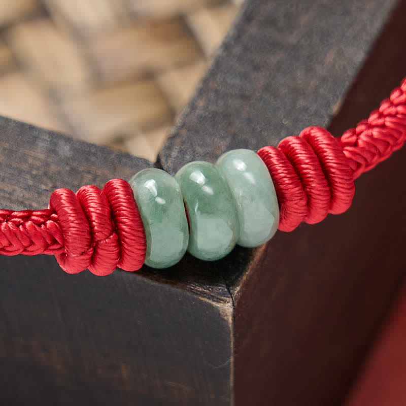 Buddha Stones Handmade Red String Jade Protection Braided Sliding Knot Bracelet - image 11