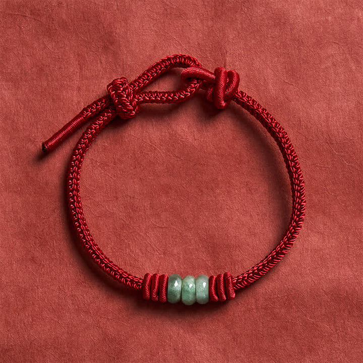 Buddha Stones Handmade Red String Jade Protection Braided Sliding Knot Bracelet - image 3