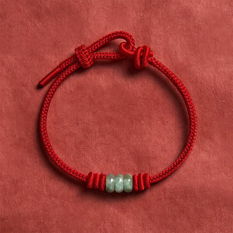 Buddha Stones Handmade Red String Jade Protection Braided Sliding Knot Bracelet - image 10