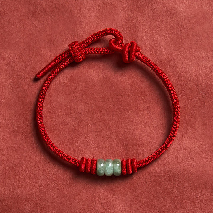 Buddha Stones Handmade Red String Jade Protection Braided Sliding Knot Bracelet - image 10