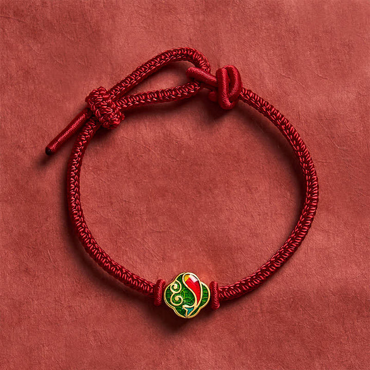 Buddha Stones Handmade Red String Double Koi Fish Protection Braided Cord Adjustable Bracelet - image 1