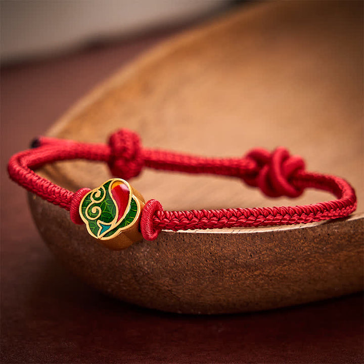 Buddha Stones Handmade Red String Double Koi Fish Protection Braided Cord Adjustable Bracelet - image 3