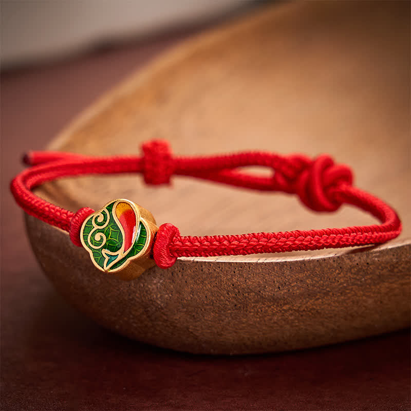 Buddha Stones Handmade Red String Double Koi Fish Protection Braided Cord Adjustable Bracelet - image 10