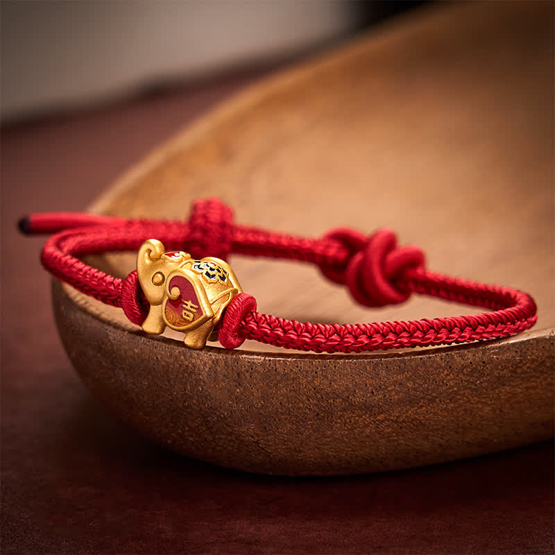 Buddha Stones Handmade Red String Elephant Love Heart Protection Braided Adjustable Bracelet - image 1
