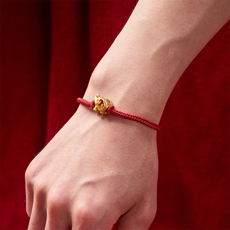 Buddha Stones Handmade Red String Elephant Love Heart Protection Braided Adjustable Bracelet - image 4