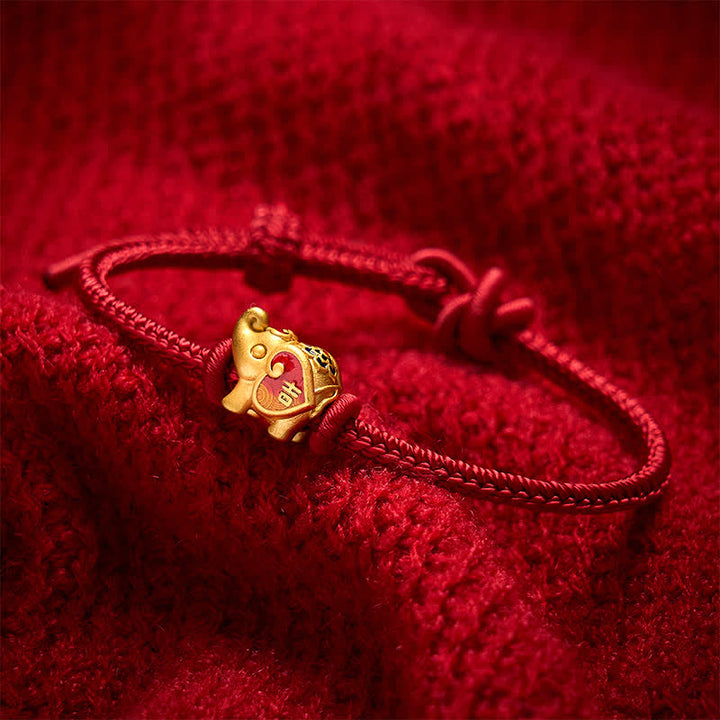 Buddha Stones Handmade Red String Elephant Love Heart Protection Braided Adjustable Bracelet - image 3