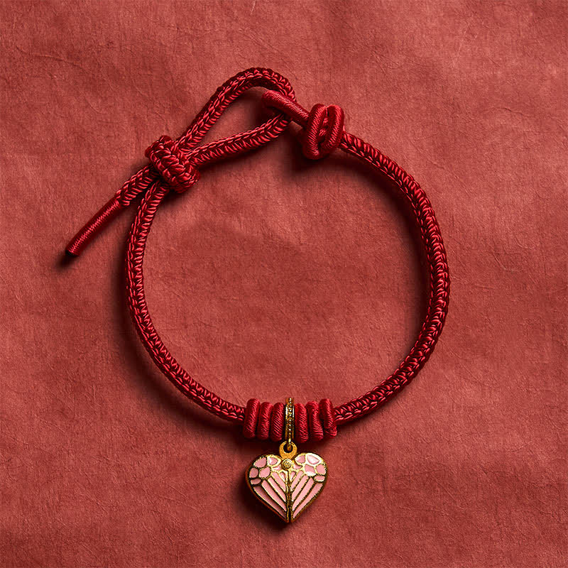 Buddha Stones Handmade Braided Red String Love Heart Charm Protection Luck Bracelet - image 1
