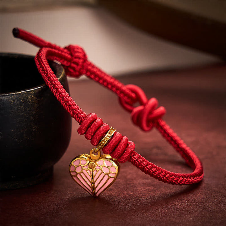 Buddha Stones Handmade Braided Red String Love Heart Charm Protection Luck Bracelet - image 3