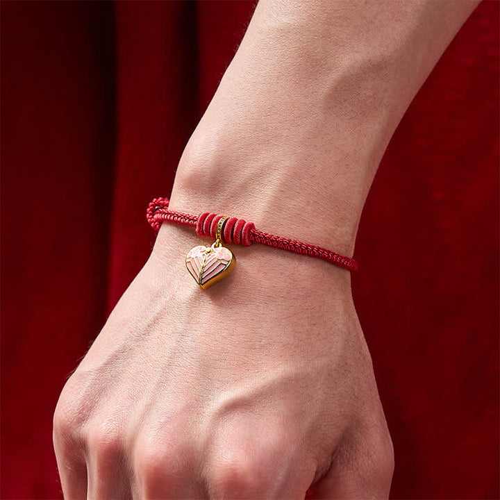 Buddha Stones Handmade Braided Red String Love Heart Charm Protection Luck Bracelet - image 6