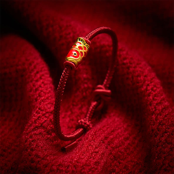 Buddha Stones Hand-Woven Red String Koi Fish Strength Adjustable Braided Cord Bracelet - image 2
