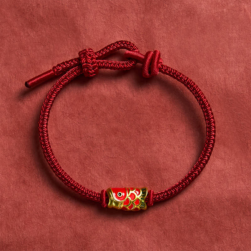 Buddha Stones Hand-Woven Red String Koi Fish Strength Adjustable Braided Cord Bracelet - image 3