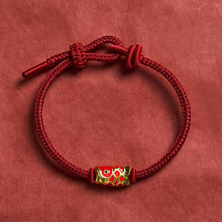Buddha Stones Hand-Woven Red String Koi Fish Strength Adjustable Braided Cord Bracelet - image 3