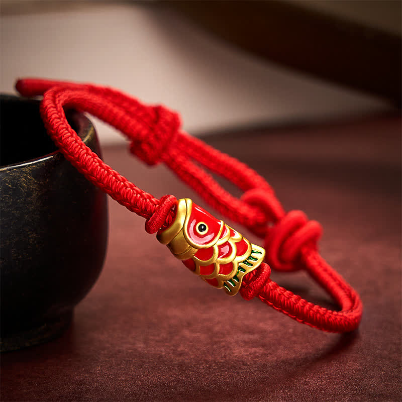 Buddha Stones Hand-Woven Red String Koi Fish Strength Adjustable Braided Cord Bracelet - Red - 5.91-7.48 in (15-19cm) - image 8