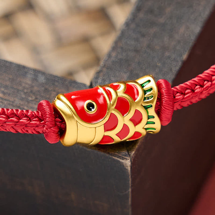 Buddha Stones Hand-Woven Red String Koi Fish Strength Adjustable Braided Cord Bracelet - image 12
